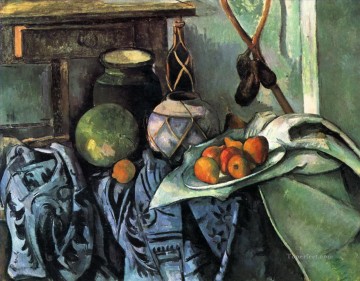  life - Still Life with a Ginger Jar and Eggplants Paul Cezanne
